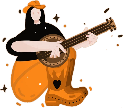 Animated illustration of a girl playing the banjo