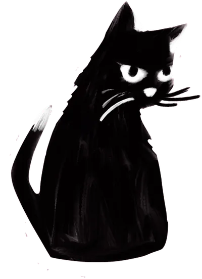 Black cat with a twitching tail