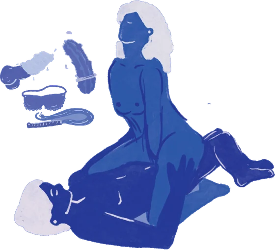 Blue illustration of a couple