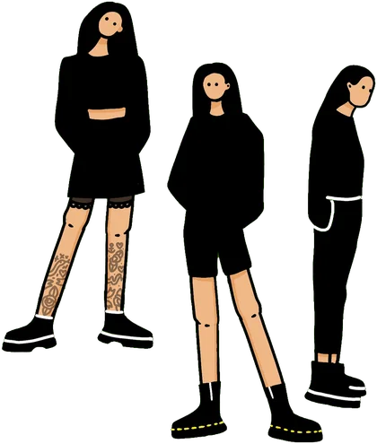Three girls in black